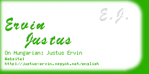 ervin justus business card